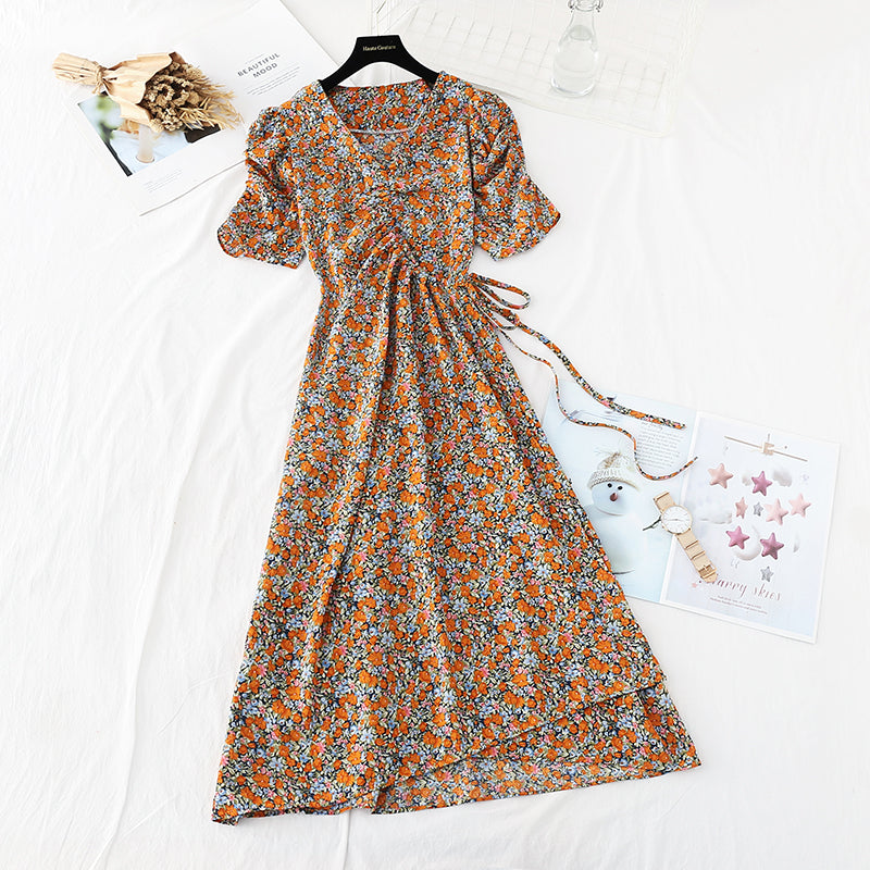 New gentle wind, slim waist, French Vintage Chiffon Skirt  4599