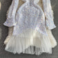 Mesh stitching sexy hip wrap fishtail dress  3744