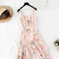 Suspender dress Floral Chiffon fishtail lotus leaf side length  4116