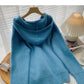 Design feel loose drawstring hooded long sleeve top  5980