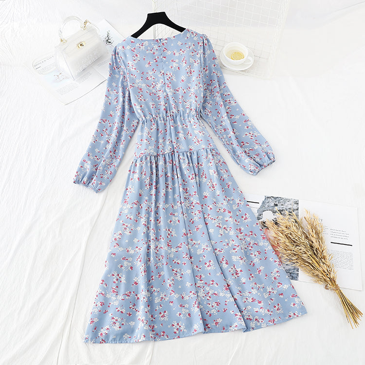 The new waist is slim, retro, gentle wind and snow spinning skirt  4522