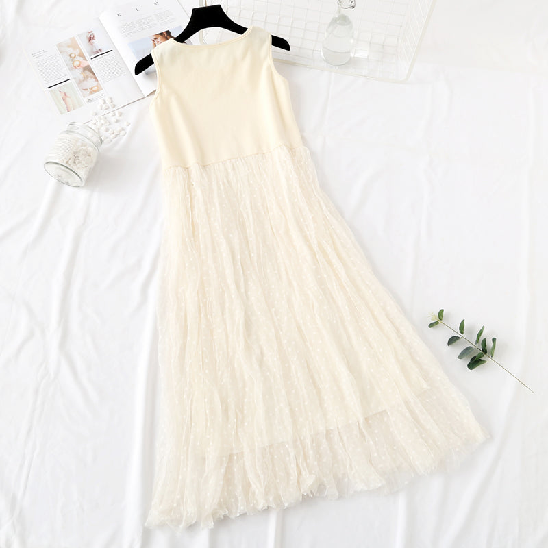 Loose dress with long skirt and lace dress for women  4098