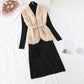 Black bottomed dress + Lamb Fur Vest long skirt  4456