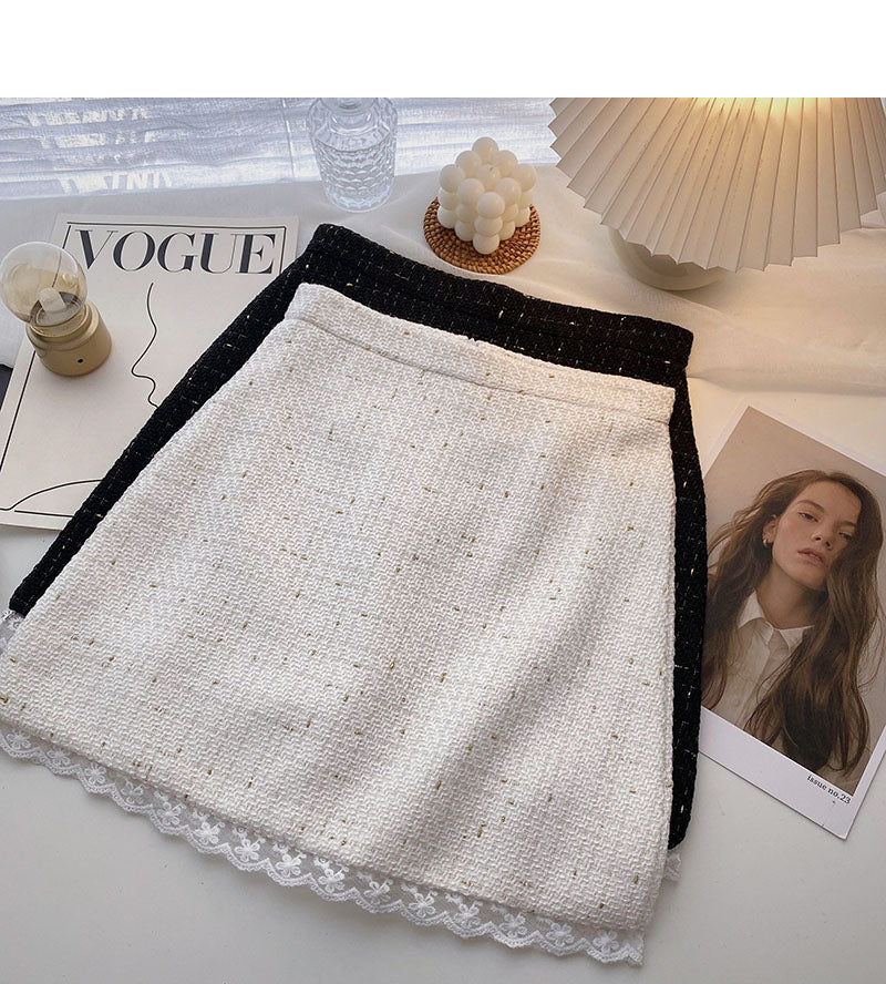 Lace Panel Design Hip Wrap high waist skirt  5286