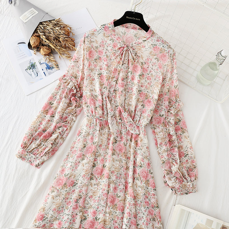 The new lace up chiffon skirt is thin and gentle, with a skirt inside  4060