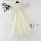 Mesh stitched knitted dress temperament long skirt  4416