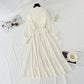Knitted dress women's super fairy lace Plush stitched wool dress  4439
