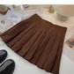 Simple solid color versatile high waist pleated skirt  5351