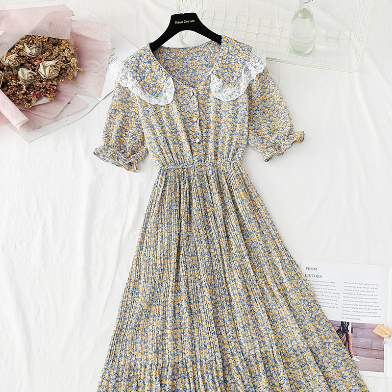 New baby collar Floral Chiffon Skirt French retro fairy skirt  4875