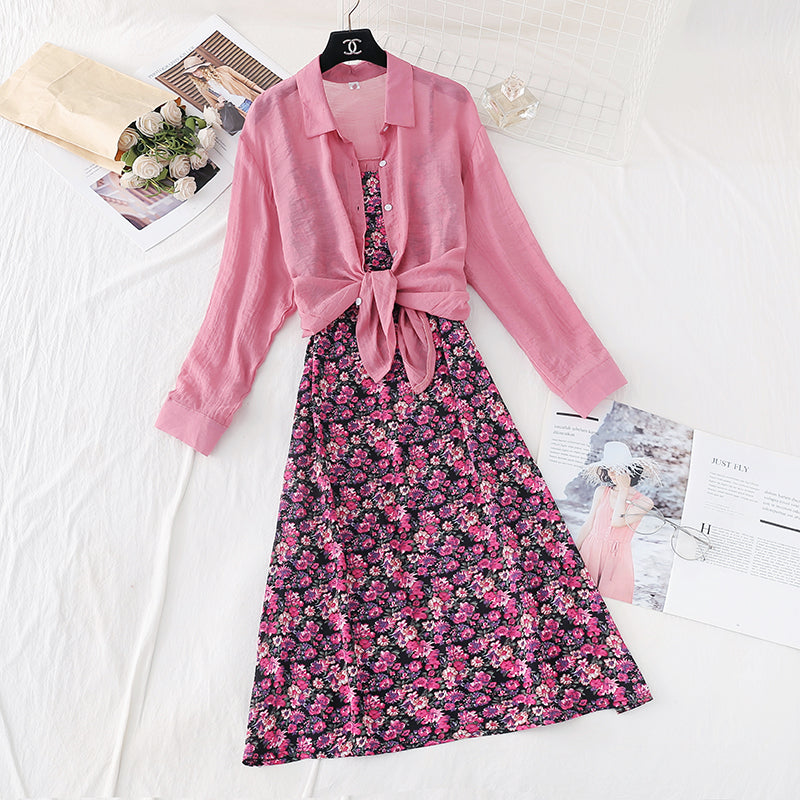 Kikyo first love Mori floral suspender skirt long sleeve  3825