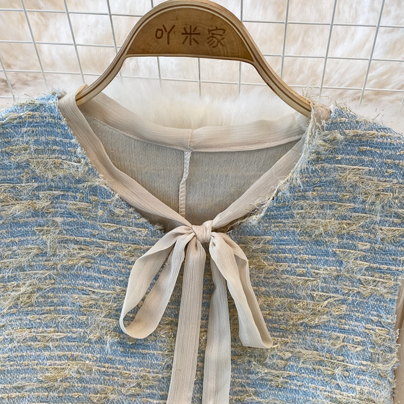 Small fragrance suit women's Vest pleated lace up bottomed skirt  3773