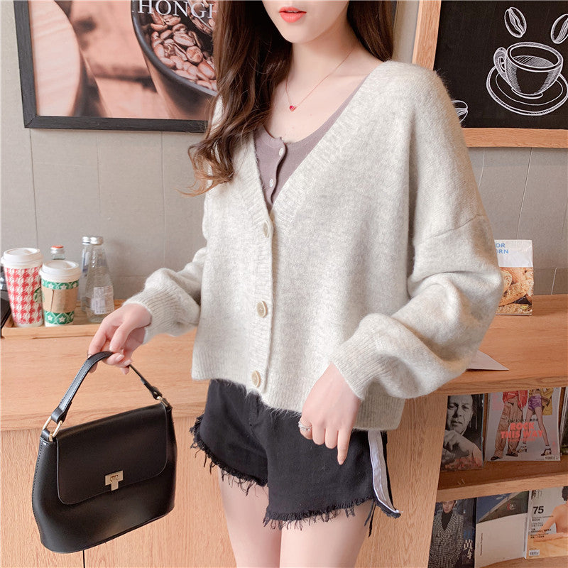 Small fresh knitted cardigan foreign coat  5269