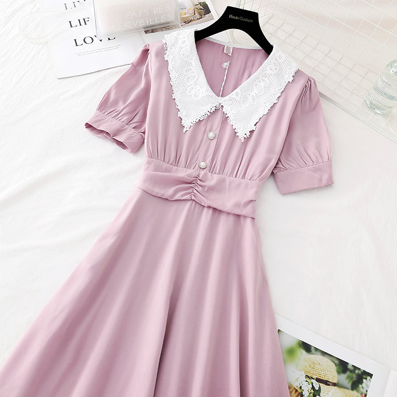 The new French retro waist shows thin temperament, goddess fan Fairy Dress  4159