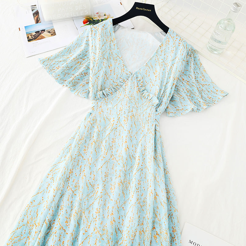 The new waist is slim, gentle and retro French dress  4651