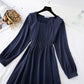 Solid color French retro dress women's wear with thin temperament  3938