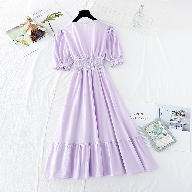 New waist closing slim skirt French fairy Sen long skirt  4618