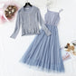 Little fragrant wind fairy suspender bottomed skirt suit  4357
