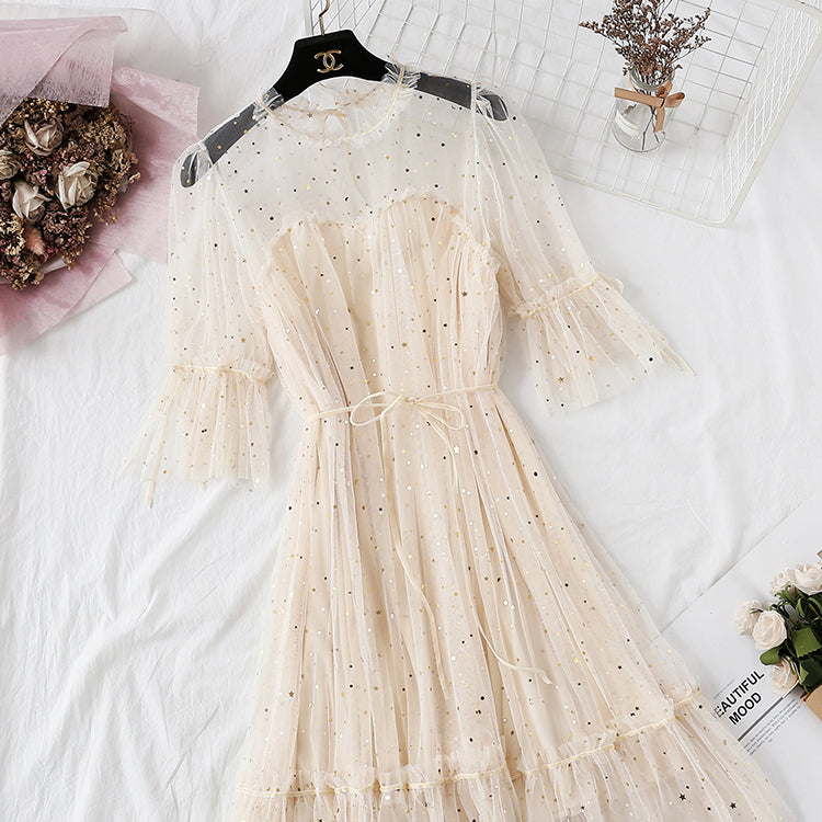 Minority Platycodon skirt fairy star gauze dress  4331