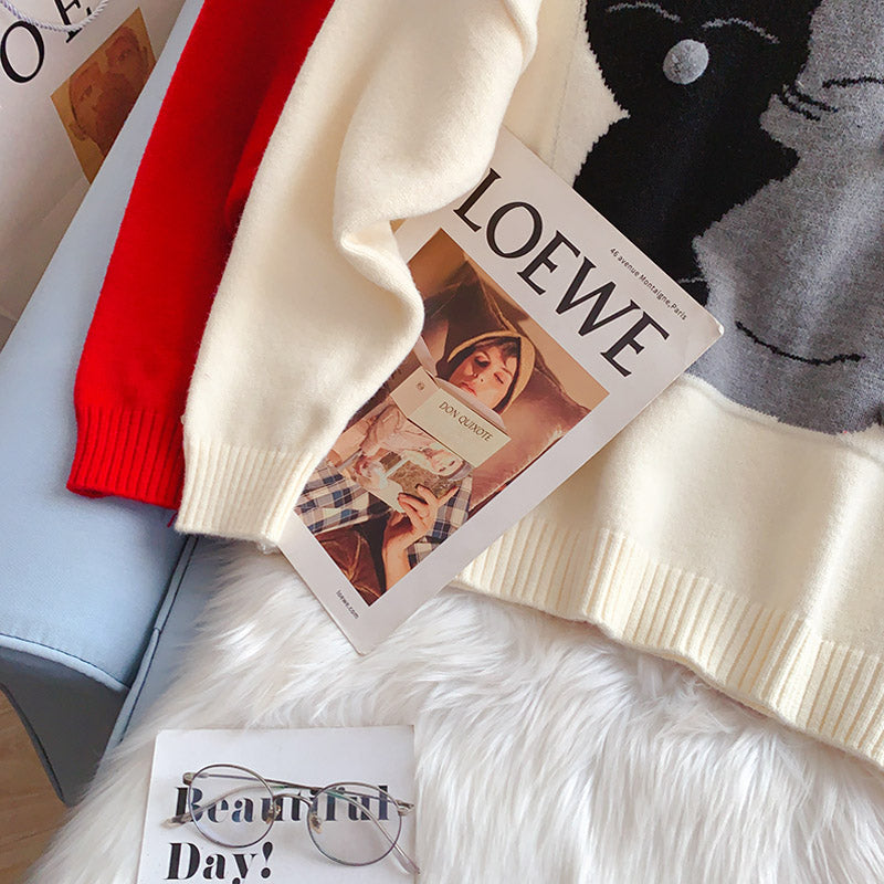 Japanese cute cartoon kitten sweater and coat  5253