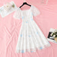 New mesh embroidery temperament goddess style small long skirt  4694