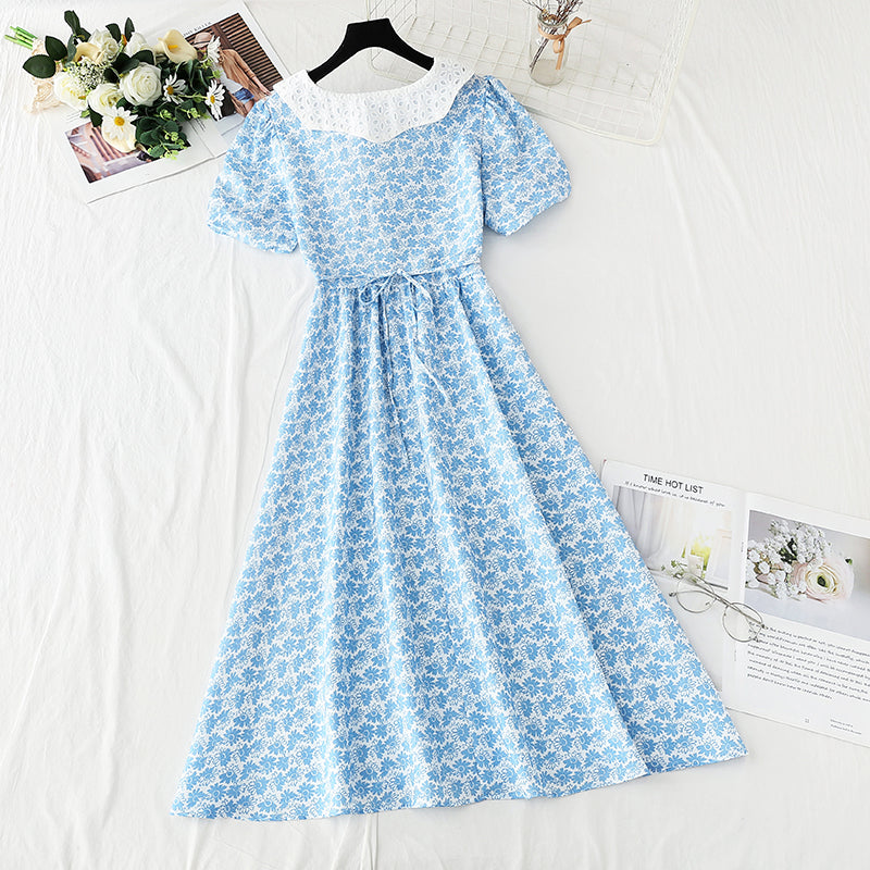 New French bubble sleeve princess skirt length style temperament  4256