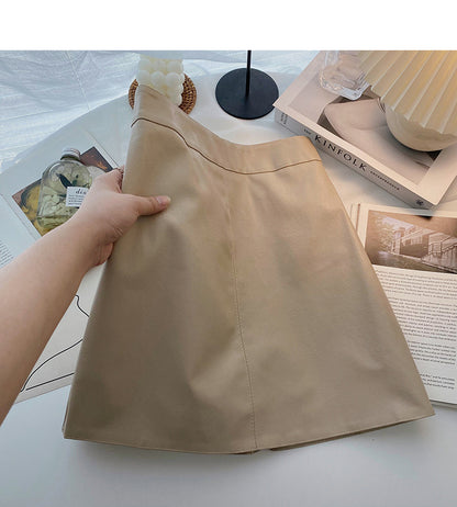 High waist solid simple A-line skirt  5276