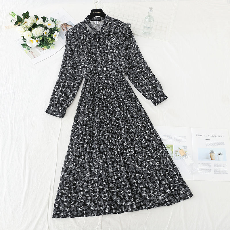 The new female super fairy slim and gentle wind Pleated Chiffon floral skirt  4728