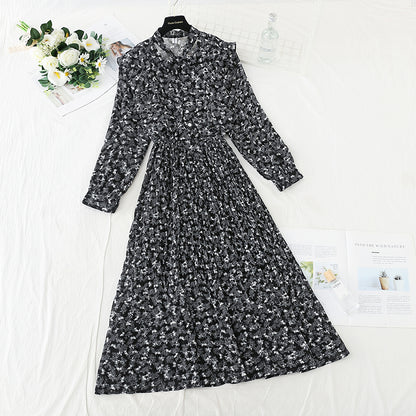 The new female super fairy slim and gentle wind Pleated Chiffon floral skirt  4728