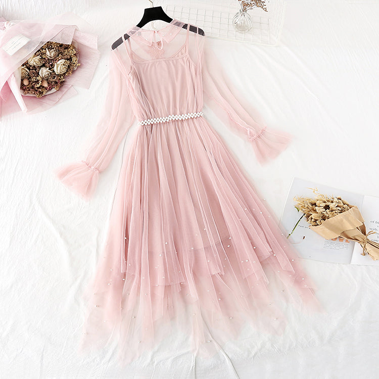 Suspender skirt fairy super xiansen stem orange French Retro  4380