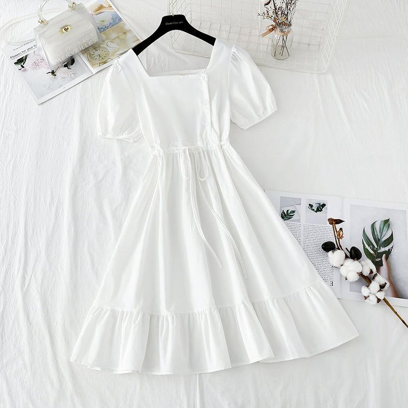 New style bubble sleeve French retro minority temperament fairy skirt  4847