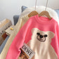 Pink cute bear sweater women's sweet sweater top  4930