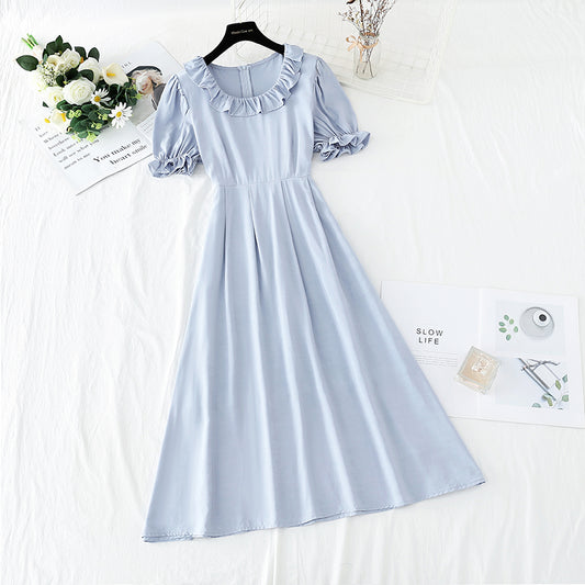 New lotus leaf collar small skirt French fairy gentle A-line skirt  4845