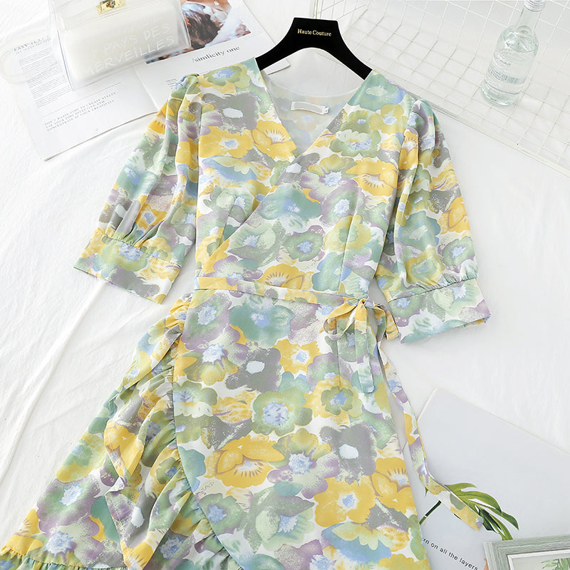 French gentle wind chiffon skirt super fairy French long skirt  4654