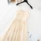 Gauze V-neck suspender skirt French retro temperament goddess  4120