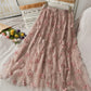 Super fairy sweet, butterfly long gauze skirt, new high waist skirt  3673
