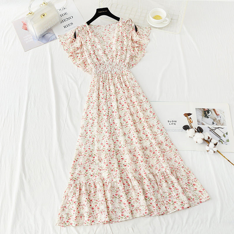 Slim lace up A-line skirt women's dress super sweet  4886