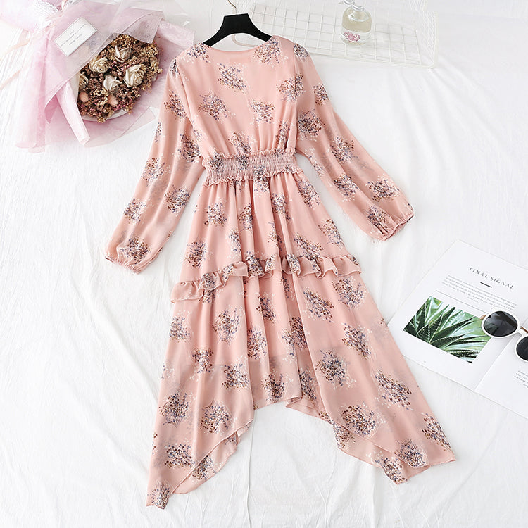 Irregular ruffled floral bottomed skirt  3994