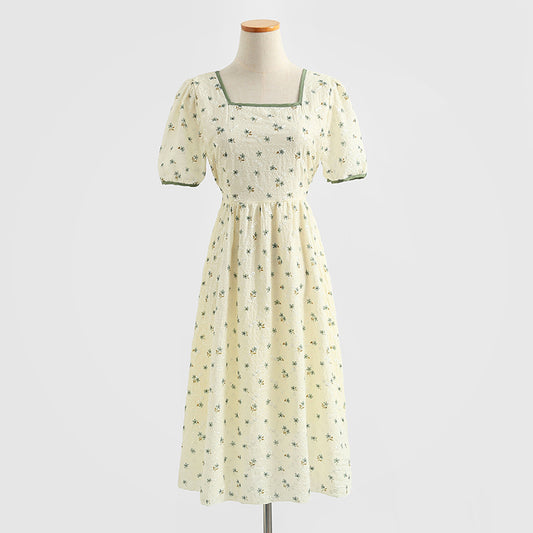 Chiffon embroidered long skirt with slim waist  4280