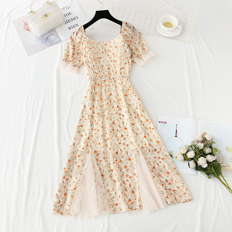 Sanfter Wind kleiner Mann Blumenkleid Temperament kleiner Rock 4411