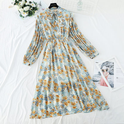 The new female Floral Chiffon dress is slim at the waist  4545