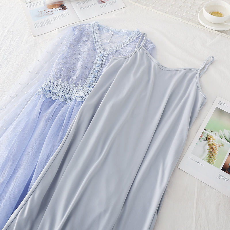 Mesh lace stitched skirt Fairy Forest suit long skirt  3925