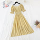 New style bubble sleeve length French retro skirt with slim waist  4695