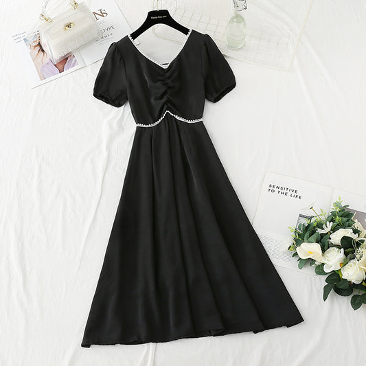 Gentle wind dress women's summer tea break long skirt  4862