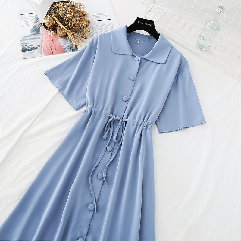 Light mature wind and snow spun dress is slim at the waist  4685