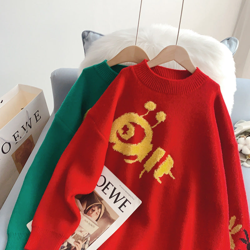 Loose pullover, wearing a lazy and foreign style sweater  5261