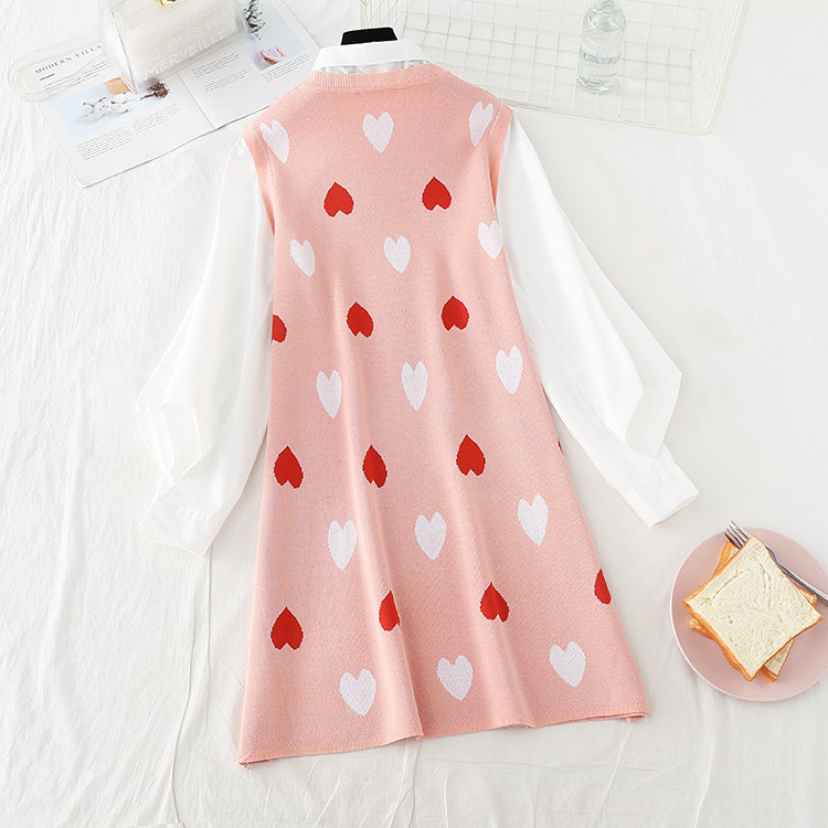 Slim sweet love knitted stitched dress for children  3864