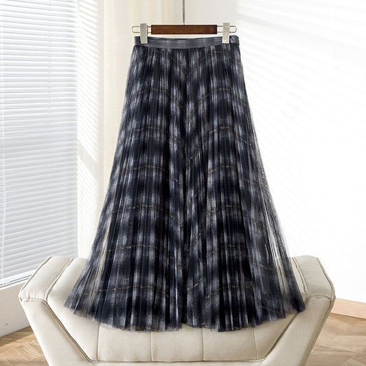 thousand bird shape skirt, high waist pleated skirt, medium and long gauze skirt  3701