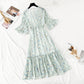The new waist is slim, pleated lace up Chiffon French retro long skirt  4507