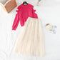 Off shoulder Pullover Sweater + mesh skirt  3947
