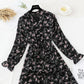 Long sleeved floral dress French Retro  4701